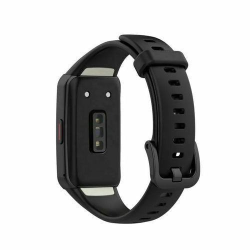 Silicone Strap, black, on a watch, 3/4 rear view