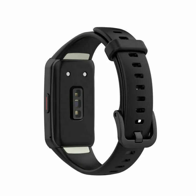 Silicone Strap, black, on a watch, 3/4 rear view