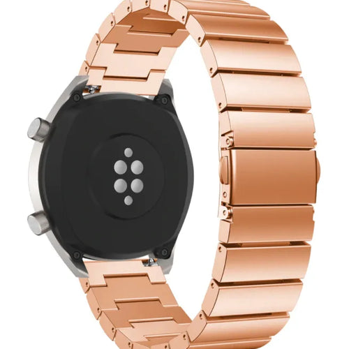 Premium Metal Strap, rose gold, on a watch, 3/4 rear view