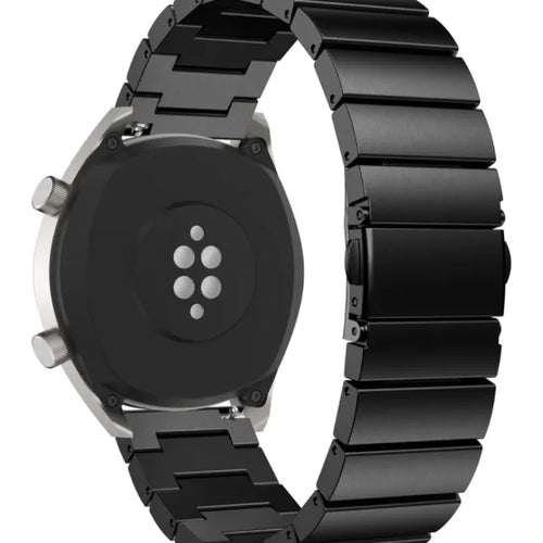 Premium Metal Strap, black, on a watch, 3/4 rear view