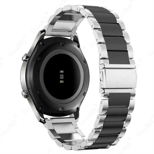 Steel Strap, silver/black, on a watch, 3/4 rear view
