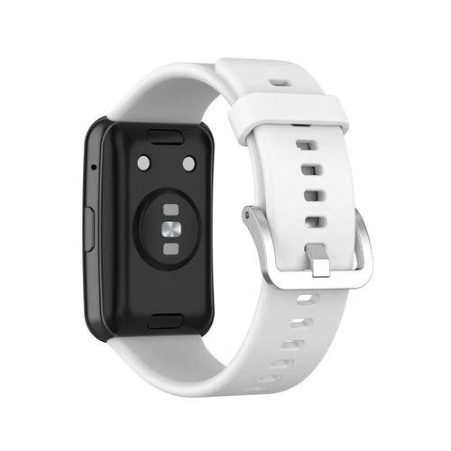 Silicone Strap, white, on a watch, 3/4 rear view
