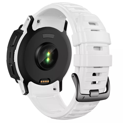 Silicone Strap, white, on a watch, 3/4 rear view