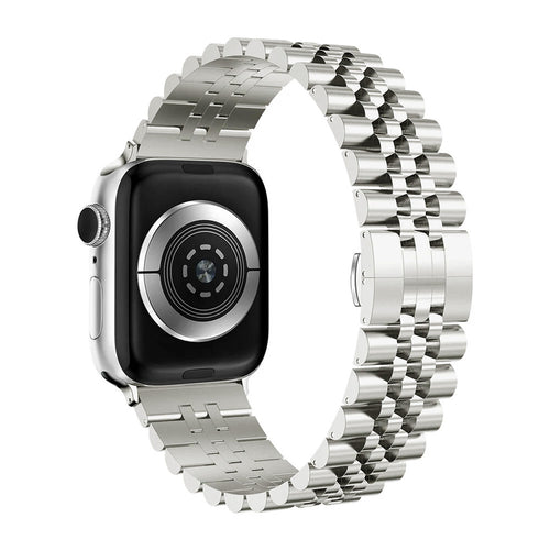 Jubilee Steel Strap, titanium, on a watch, 3/4 rear view