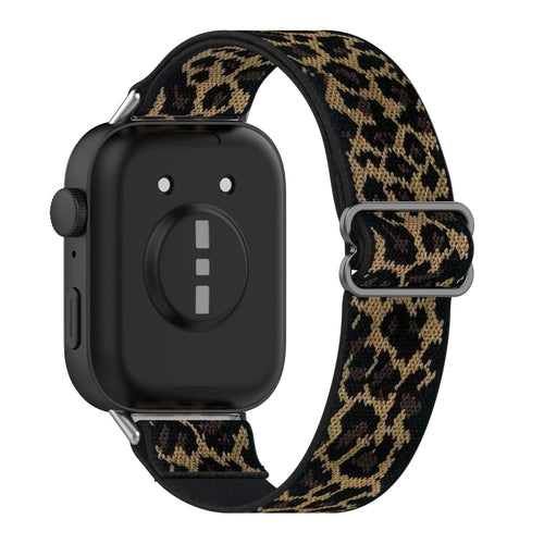 Nylon Elastic Strap, leopard, on a watch, 3/4 rear view
