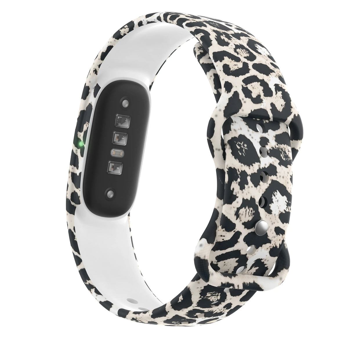 Silicone Patterned Strap, leopard, on a watch, 3/4 rear view