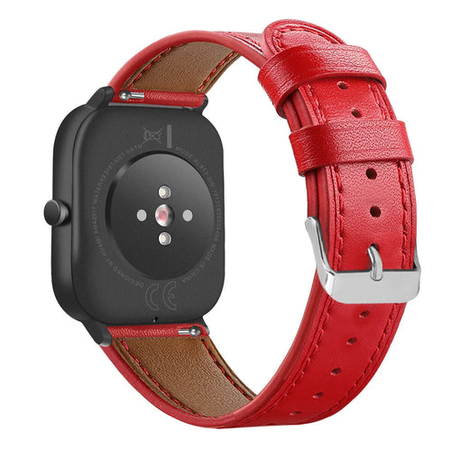 Modern Leather Strap, red, on a watch, 3/4 rear view
