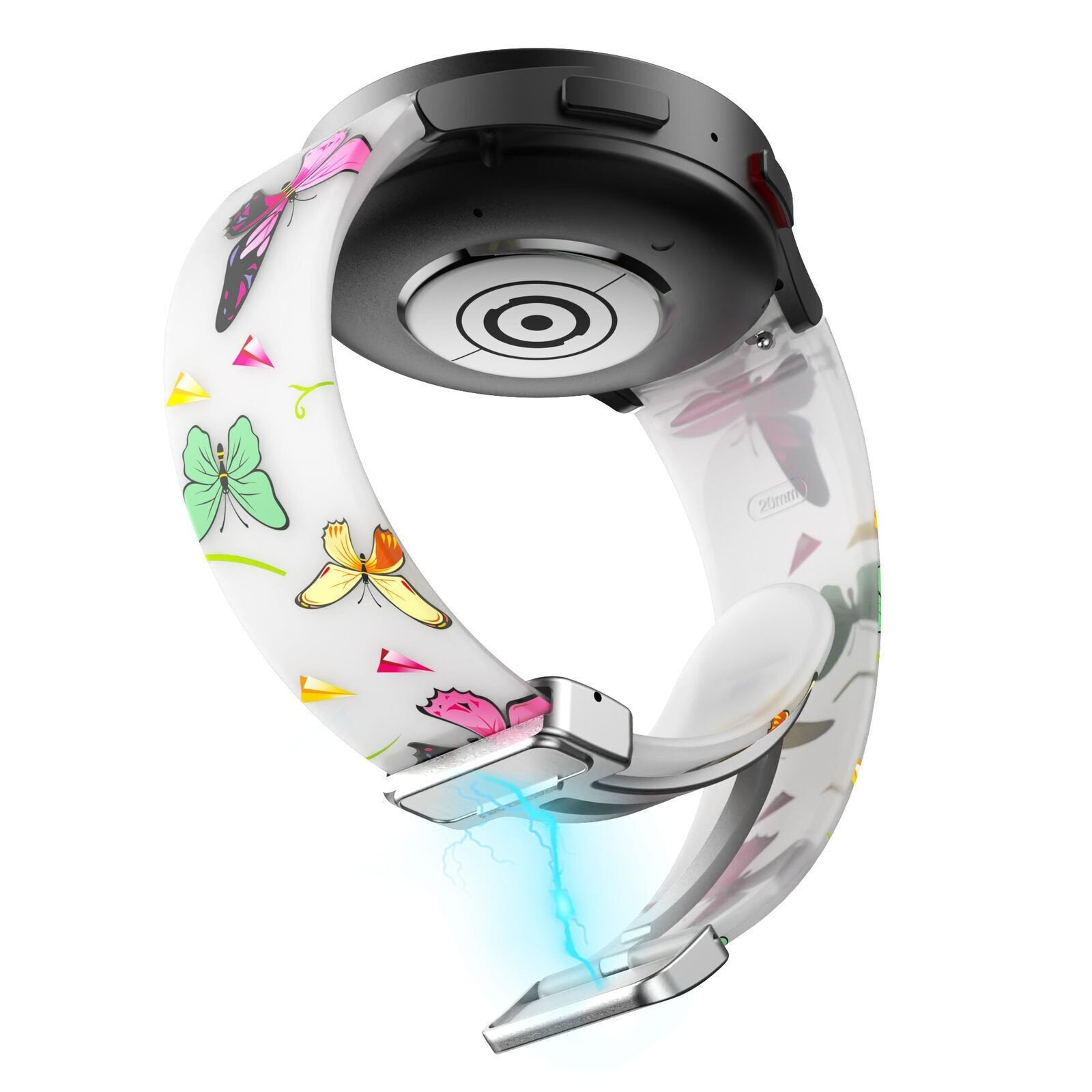Silicone Magnetic Patterned Strap, on a watch, 3/4 rear view
