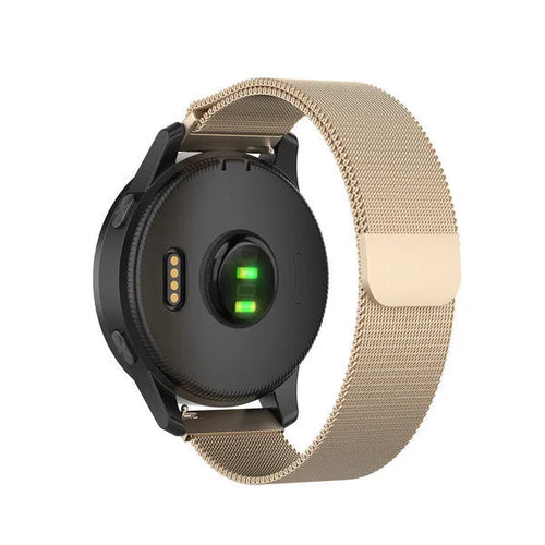 Milanese Strap, champagne, on a watch, 3/4 rear view