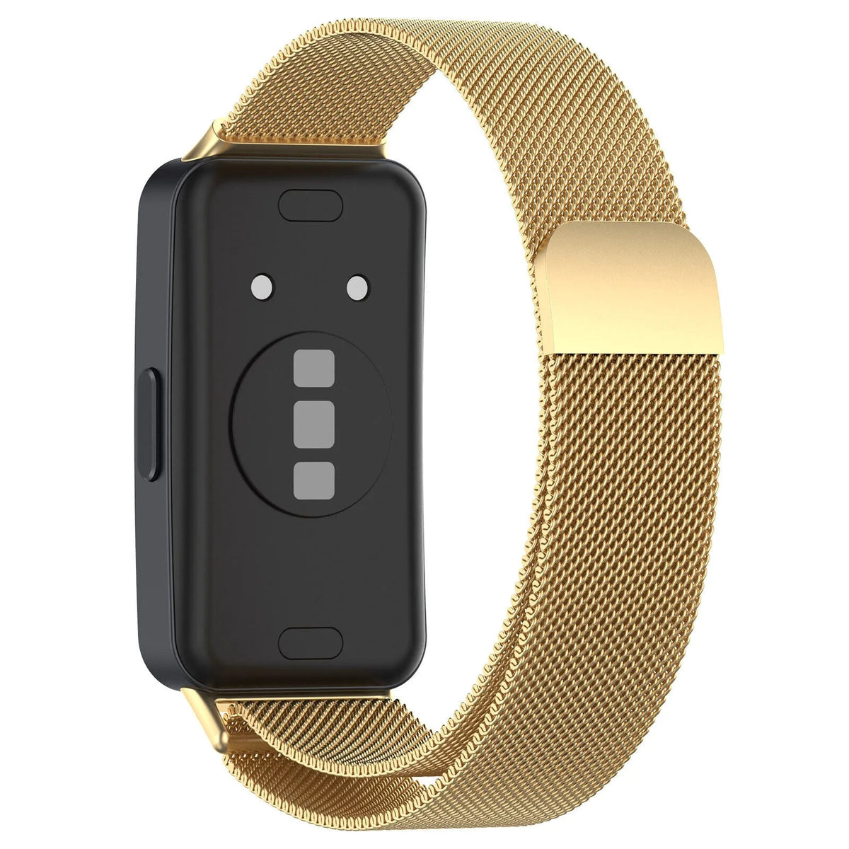 Milanese Strap, gold, on a watch, 3/4 rear view