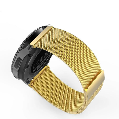 Milanese Strap, gold, on a watch, 3/4 rear view
