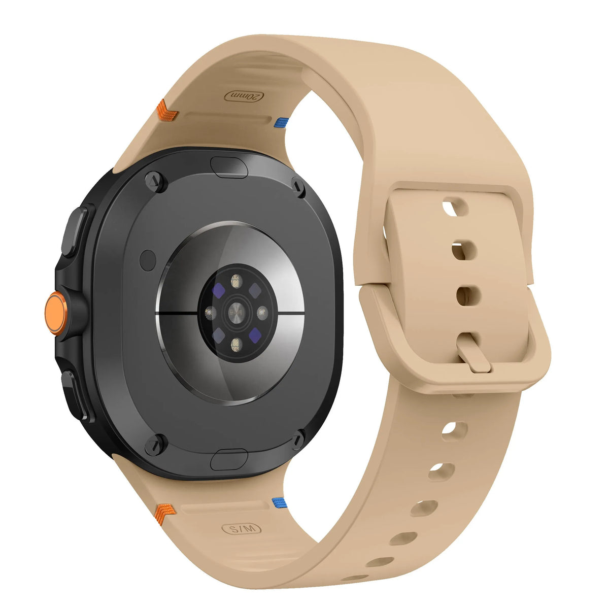 Silicone Strap, on a watch, 3/4 rear view