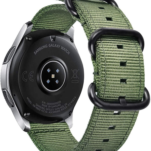 Nylon Buckle Strap, green, on a watch, 3/4 rear view