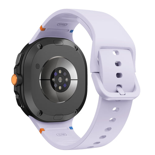 Silicone Strap, light purple, on a watch, 3/4 rear view