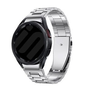 Steel Strap 'One Push', silver, on a watch, 3/4 rear view