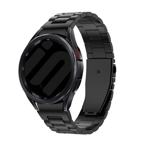 Steel Strap 'One Push', black, on a watch, 3/4 rear view
