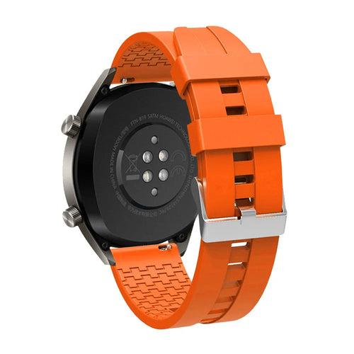 Silicone Strap 'Extreme', orange, on a watch, 3/4 rear view