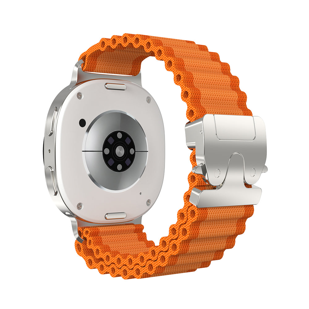 Bracelet nylon Outdoor avec boucle en P Samsung Galaxy Watch 8 - 44mm (orange avec argent)
