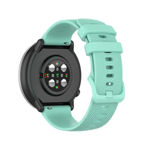 Premium Silicone Strap, aqua, on a watch, 3/4 rear view