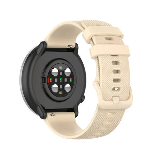 Premium Silicone Strap, beige, on a watch, 3/4 rear view