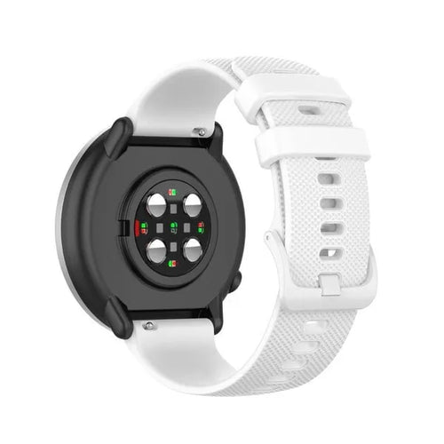 Premium Silicone Strap, white, on a watch, 3/4 rear view