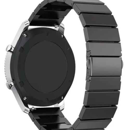 Premium Metal Strap, black, on a watch, 3/4 rear view
