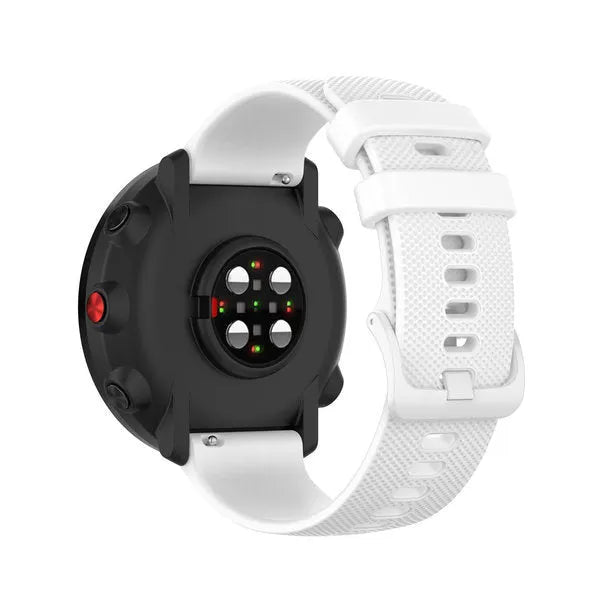 Premium Silicone Strap, white, on a watch, 3/4 rear view
