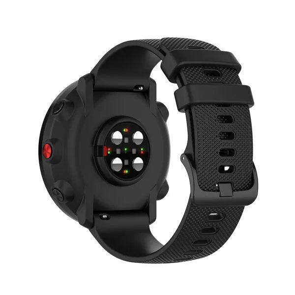 Premium Silicone Strap, black, on a watch, 3/4 rear view