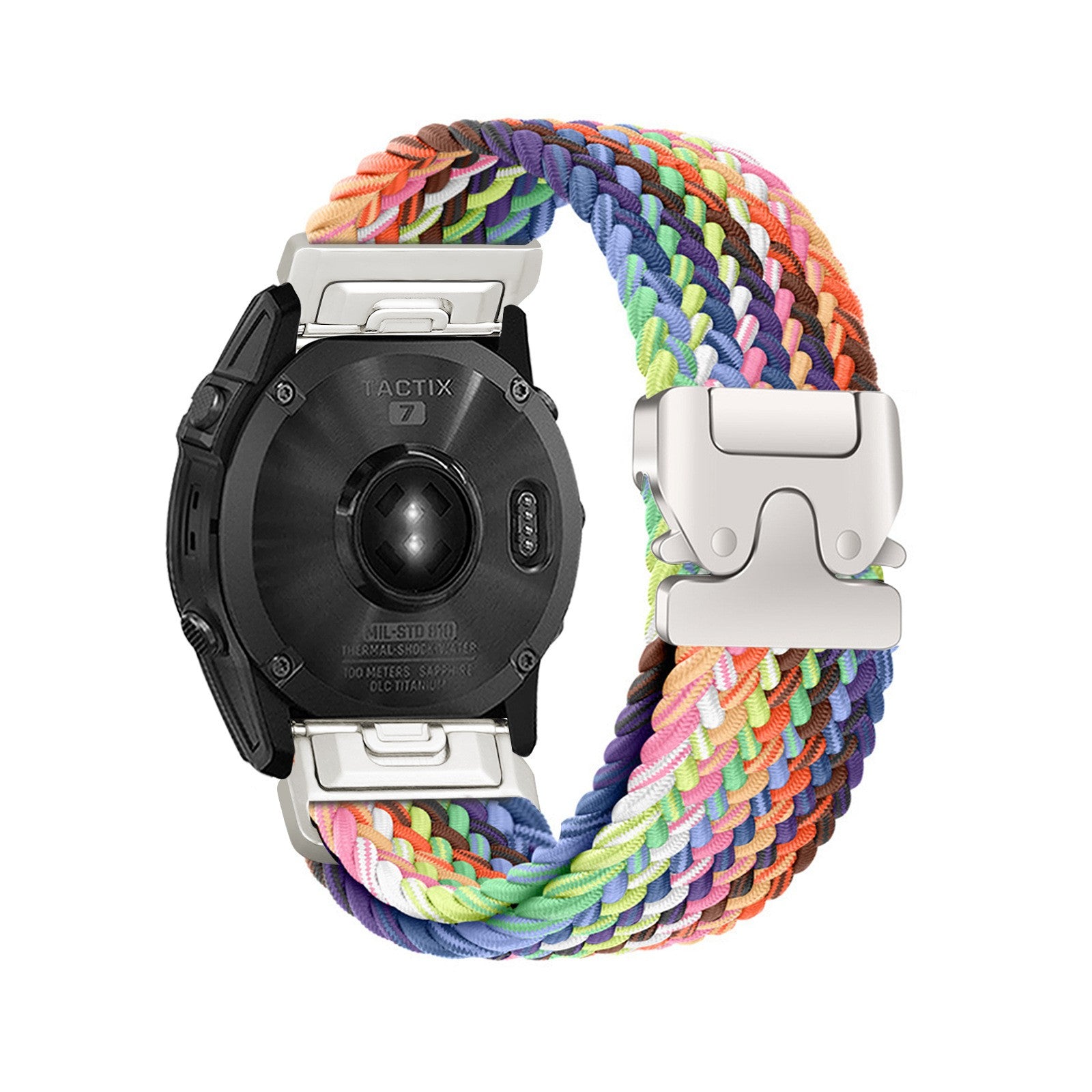Bracelet tressé boucle en P Garmin Instinct 2s (arc-en-ciel)