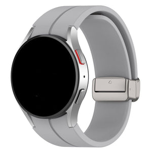 Silicone Magnetic Sport Strap, grey, on a watch, 3/4 rear view