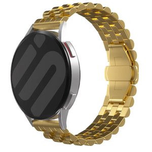 Jubilee Steel Strap, gold, on a watch, 3/4 rear view