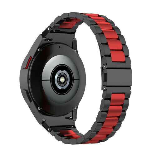Steel Strap, black/red, on a watch, 3/4 rear view