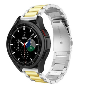Steel Strap, silver/gold, on a watch, 3/4 rear view
