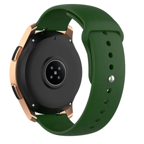 Silicone Sport Strap, army green, on a watch, 3/4 rear view
