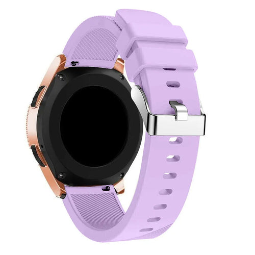 Twill Silicone Strap, lilac, on a watch, 3/4 rear view