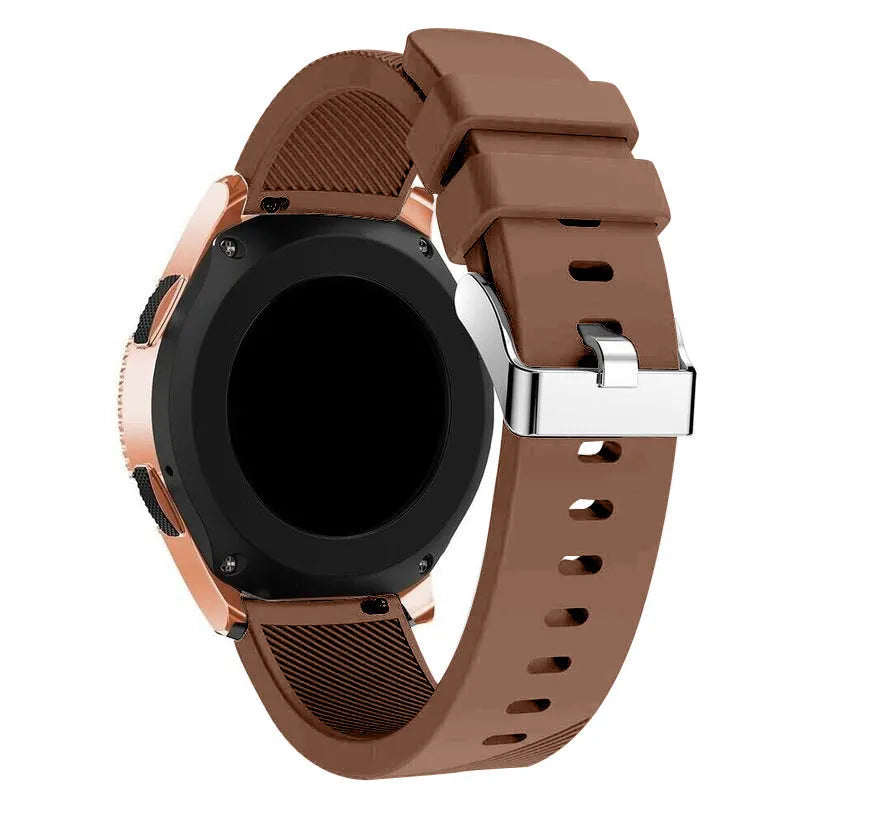 Twill Silicone Strap, brown, on a watch, 3/4 rear view