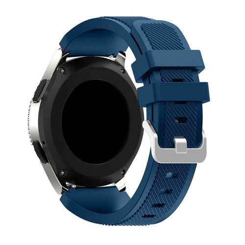 Twill Silicone Strap, dark blue, on a watch, 3/4 rear view