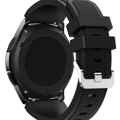 Twill Silicone Strap, black, on a watch, 3/4 rear view