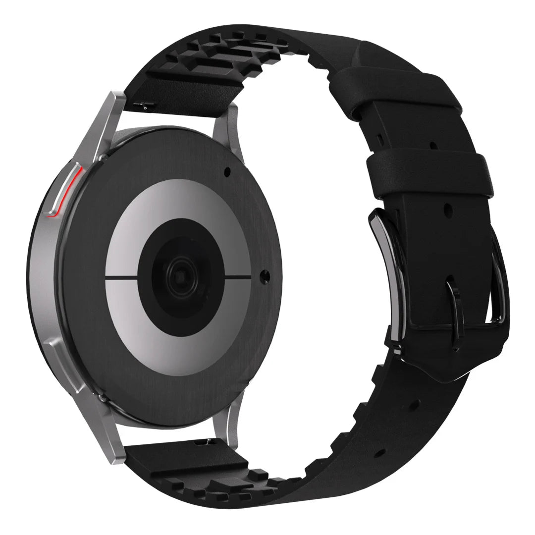 Bracelet silicone/cuir Huawei Watch GT 3 Pro 43mm (noir)