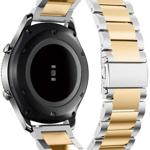 Steel Strap, silver/gold, on a watch, 3/4 rear view