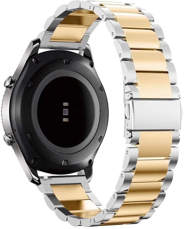 Steel Strap, silver/gold, on a watch, 3/4 rear view