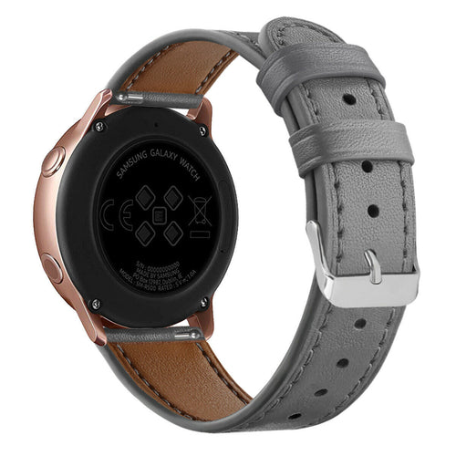 Modern Leather Strap, grey, on a watch, 3/4 rear view