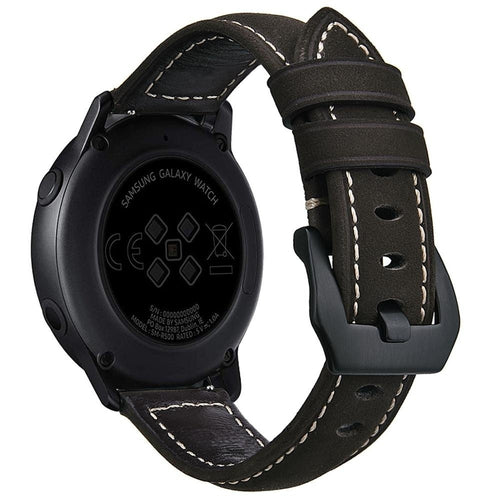 Leather Strap, black, on a watch, 3/4 rear view