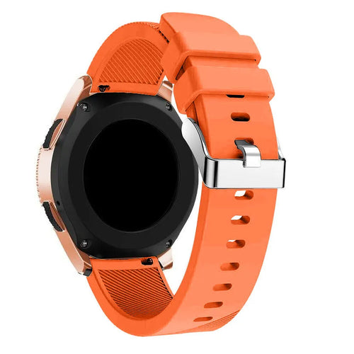 Twill Silicone Strap, orange, on a watch, 3/4 rear view