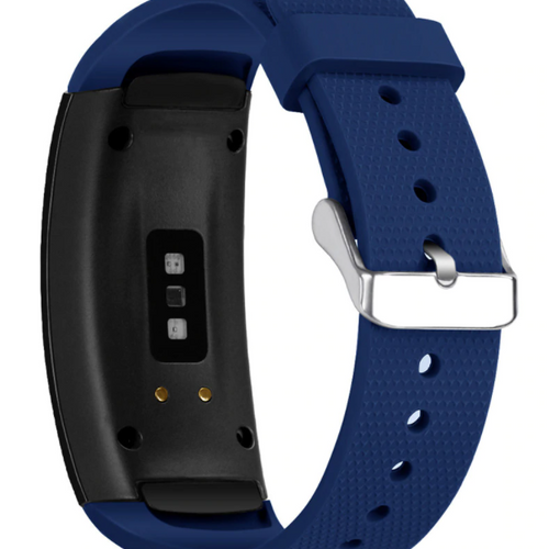 Silicone Strap, dark blue, on a watch, 3/4 rear view