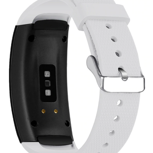 Silicone Strap, white, on a watch, 3/4 rear view