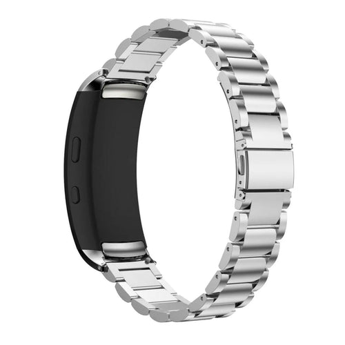Steel Strap, silver, on a watch, 3/4 rear view