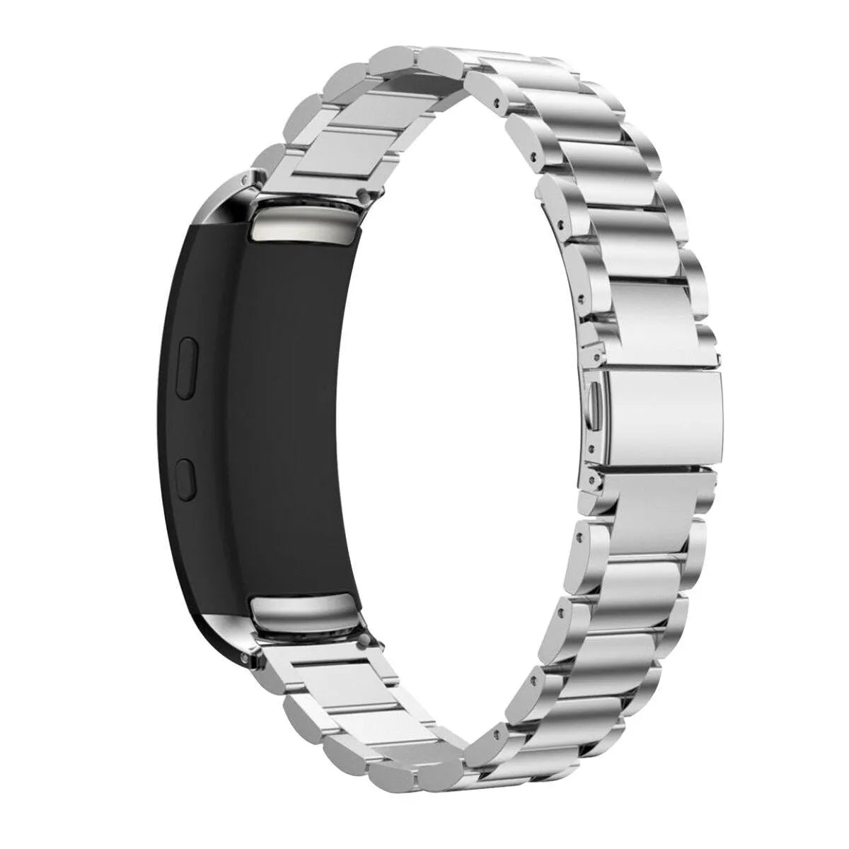 Steel Strap, silver, on a watch, 3/4 rear view
