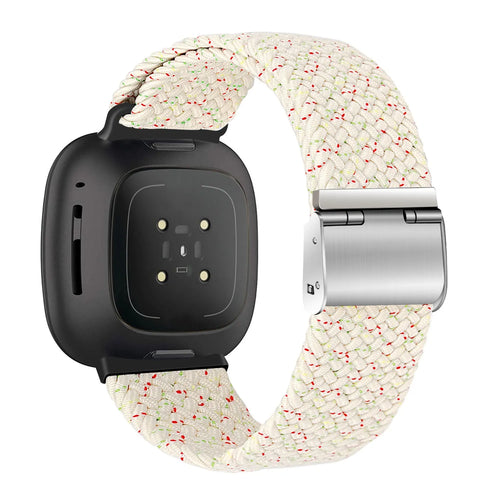 Nylon Adjustable Braided Strap, beige, on a watch, 3/4 rear view