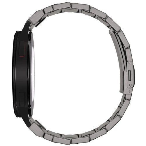 Titanium Strap 'One Push', graphite, on a watch, 3/4 rear view